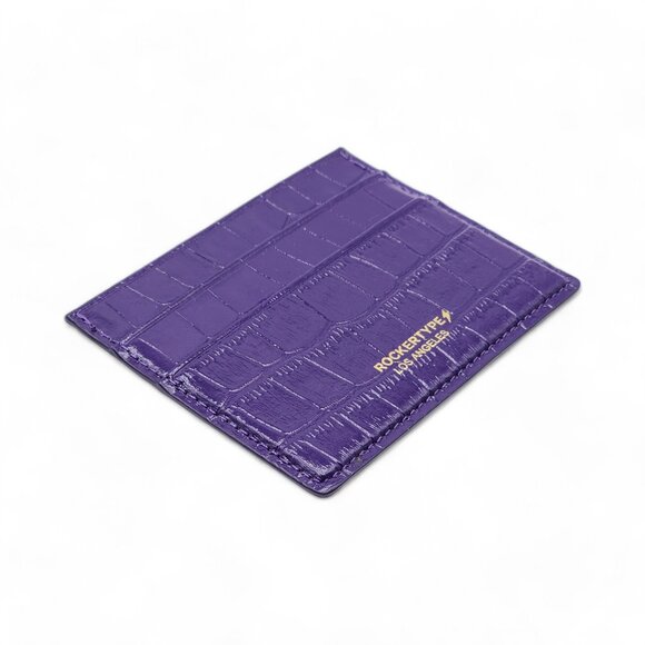 Rockertype Cardholder Wallet Crocodile Embossed Italian Leather Purple - Picture 3 of 4